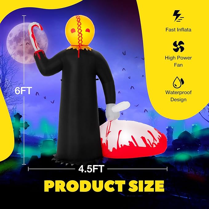 6 FT Bent Hook Reaper Halloween Inflatable